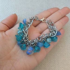 βραχιόλι charms γαλάζιο με γυάλινες χάντρες μουράνο - γυαλί, charms, χάντρες, ethnic, σταθερά - 5