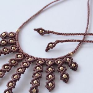 Macrame necklacee - δώρο, μακραμέ, χειροποίητα, χάντρες - 2