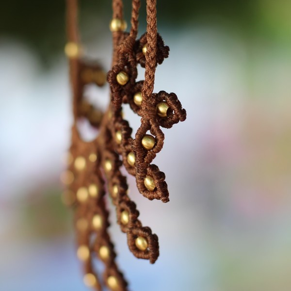 Macrame necklacee - δώρο, μακραμέ, χειροποίητα, χάντρες - 3