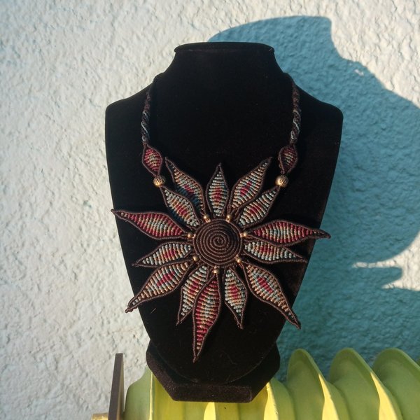 Macrame flower necklace - γυναικεία, μακραμέ, λουλούδι