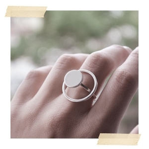 3D Circle┃Ασήμι 925 Χειροποίητο δαχτυλίδι - ασήμι, γεωμετρικά σχέδια, μεγάλα, αυξομειούμενα - 3