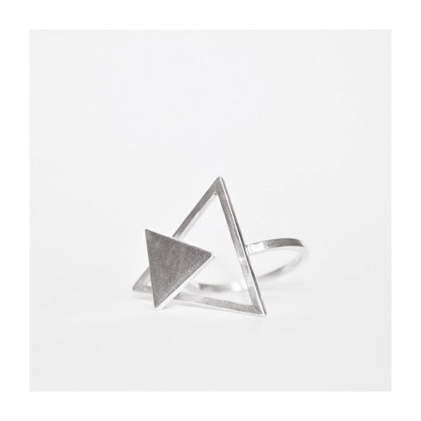 3D Triangle┃Ασήμι 925 Χειροποίητο δαχτυλίδι - ασήμι, γεωμετρικά σχέδια, μεγάλα, αυξομειούμενα - 3