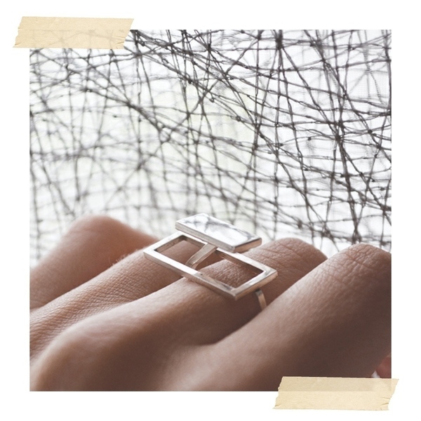3D Rectangle┃Ασήμι 925 Χειροποίητο δαχτυλίδι - μεγάλα, αυξομειούμενα, ασήμι, ασήμι 925