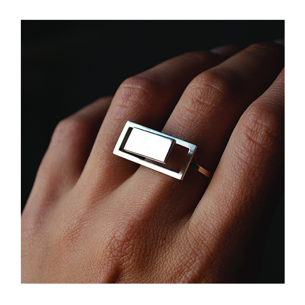 3D Rectangle┃Ασήμι 925 Χειροποίητο δαχτυλίδι - μεγάλα, αυξομειούμενα, ασήμι, ασήμι 925 - 3