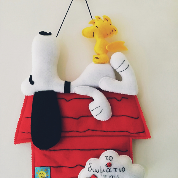 Υφασμάτινη Πινακίδα δωματίου σκυλάκι με καναρίνι - αγόρι, δώρο, personalised, διακοσμητικά, ζωάκια - 4