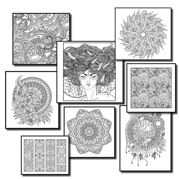 Ξύλινο βιβλίο ζωγραφικής με 100+ σχέδια Μάνταλα (Mandala) για χρωματισμό (25cm x25cm) - δώρα γενεθλίων, δώρα για γυναίκες - 5