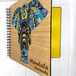 Ξύλινο βιβλίο ζωγραφικής με 70+ σχέδια Μάνταλα (Αnimals) για χρωματισμό(25cm x 25cm) - δώρο, δώρα για γυναίκες