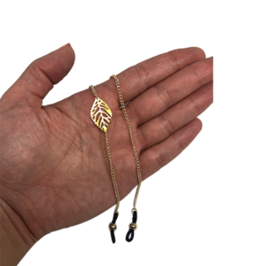 Χειροποίητη Αλυσίδα Γυαλιών Με Μεταλλικό Φύλλο Σε Χρυσό Χρώμα 70εκ - αλυσίδες - 3