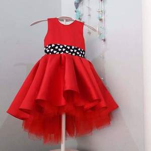 Ασυμμετρο κοκκινο φορεμα με πουα ζωνακι - αμάνικο, γάμου - βάπτισης