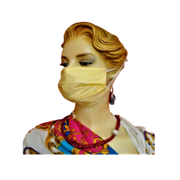 Μάσκα προσώπου ενηλίκων σε κίτρινο χρώμα. - ύφασμα, βαμβάκι, πλενόμενο, μάσκα προσώπου, μάσκες προσώπου - 3