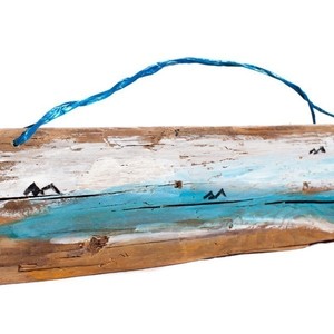 Υδατογραφία παραλίας σε ξύλο θαλάσσης - ξύλο, πίνακες & κάδρα, πίνακες ζωγραφικής