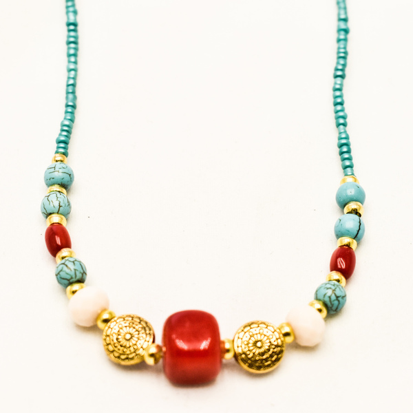 Turquoise necklace - ημιπολύτιμες πέτρες, γυναικεία, δώρο, κοντά, ethnic, φθηνά