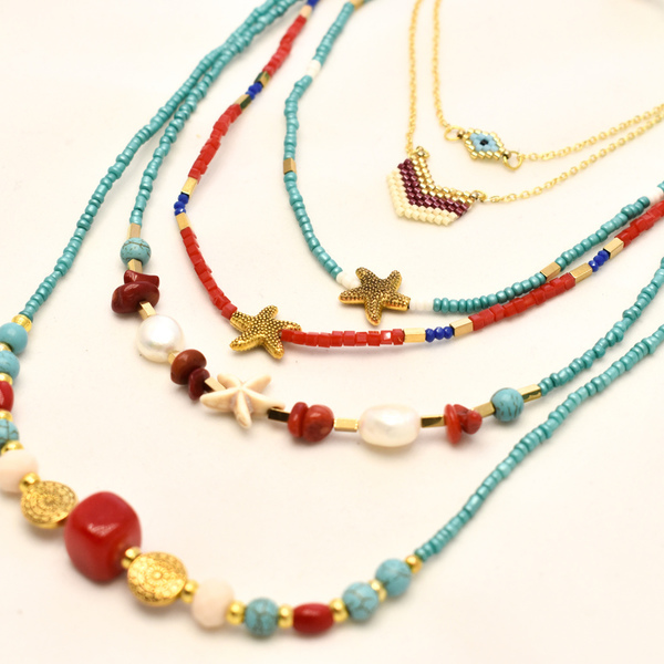 Turquoise necklace - ημιπολύτιμες πέτρες, γυναικεία, δώρο, κοντά, ethnic, φθηνά - 3