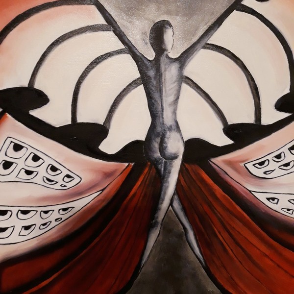 Πίνακας ζωγραφικής "Γυναίκα πεταλούδα"60*80cm - πίνακες & κάδρα, contemporary, διακόσμηση σαλονιού, πίνακες ζωγραφικής - 2