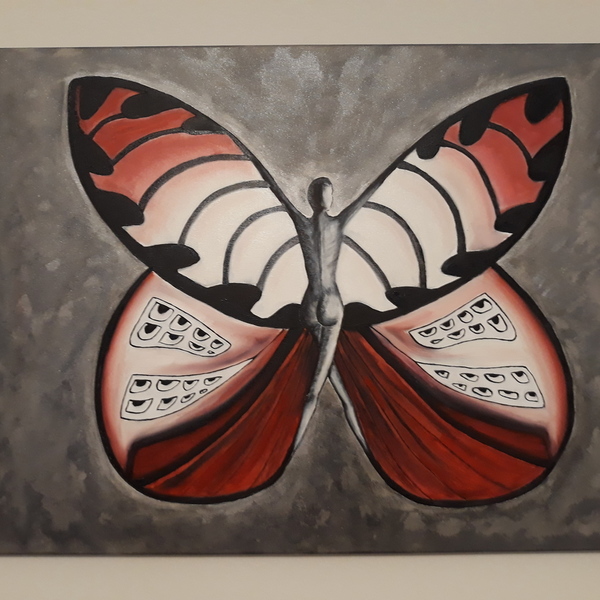 Πίνακας ζωγραφικής "Γυναίκα πεταλούδα"60*80cm - πίνακες & κάδρα, contemporary, διακόσμηση σαλονιού, πίνακες ζωγραφικής - 3