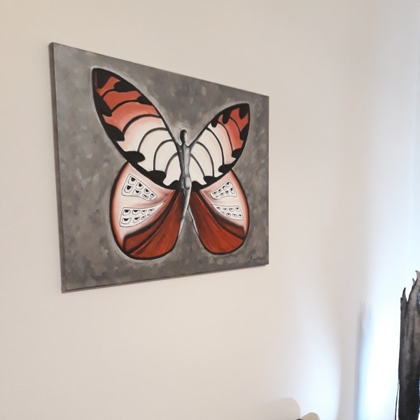 Πίνακας ζωγραφικής "Γυναίκα πεταλούδα"60*80cm - πίνακες & κάδρα, contemporary, διακόσμηση σαλονιού, πίνακες ζωγραφικής - 4