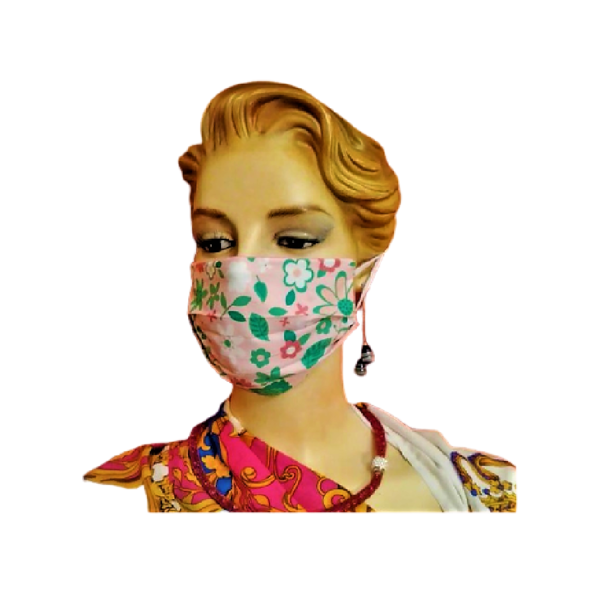 Μάσκα προσώπου ενηλίκων, ροζ φλοράλ. - ύφασμα, βαμβάκι, γυναικεία, πλενόμενο, μάσκα προσώπου, μάσκες προσώπου - 3