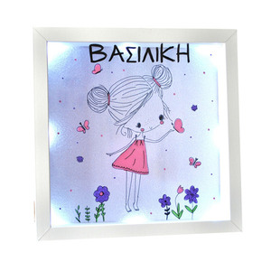Κορίτσι με Πεταλούδες Φωτιστικό Καδράκι - πίνακες & κάδρα, κορίτσι, παιδικά κάδρα
