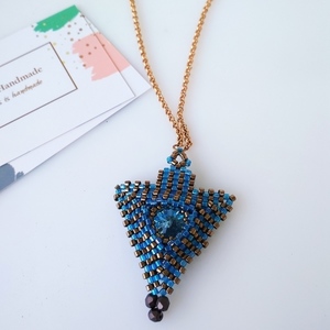 Μακρύ κολιέ με χάντρα Swarovski και miyuki - swarovski, γεωμετρικά σχέδια, miyuki delica, μακριά, boho - 2