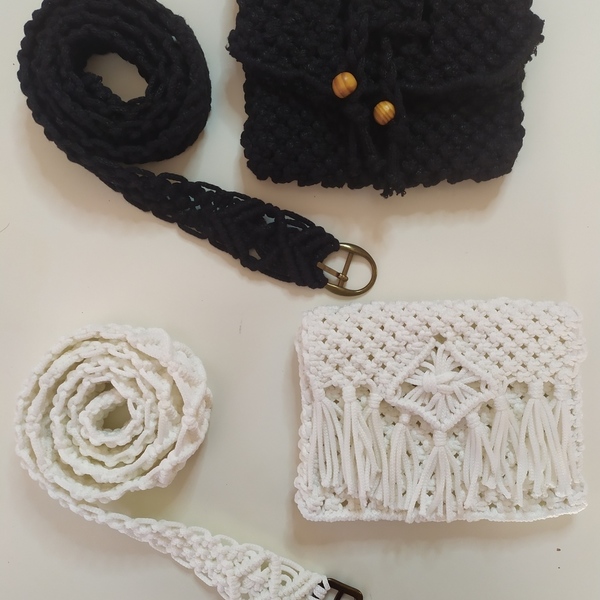 Macrame belt bags - πλεκτές τσάντες, μέσης, μικρές, φθηνές - 2