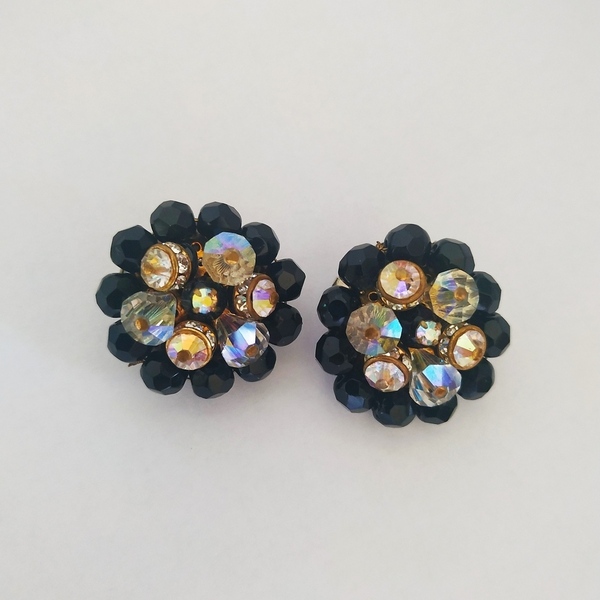 Vintage clip earrings - vintage, πέτρες, καρφωτά, μικρά, με κλιπ