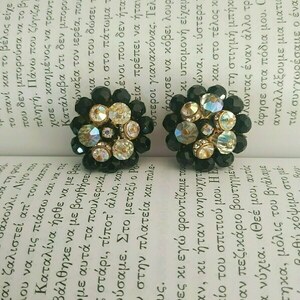 Vintage clip earrings - vintage, πέτρες, καρφωτά, μικρά, με κλιπ - 2
