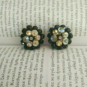 Vintage clip earrings - vintage, πέτρες, καρφωτά, μικρά, με κλιπ - 2