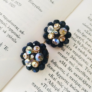 Vintage clip earrings - vintage, πέτρες, καρφωτά, μικρά, με κλιπ - 3