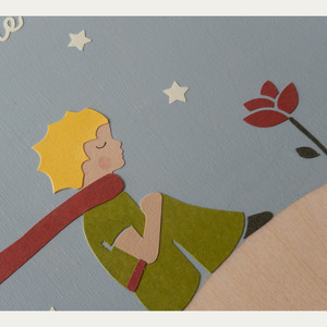 Μικρός πρίγκιπας, παιδικός ξύλινος πίνακας, 24x24 εκ - αγόρι, τριαντάφυλλο, μικρός πρίγκιπας, personalised, παιδικοί πίνακες - 3