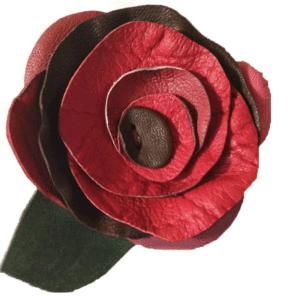 κόκκινο λουλούδι δερμάτινη καρφίτσα - δέρμα - 2