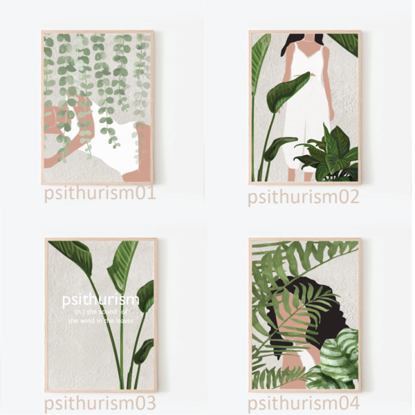 psithurism | καδράκι με σύγχρονο artprint με φυτά | 13x18 - πίνακες & κάδρα - 5