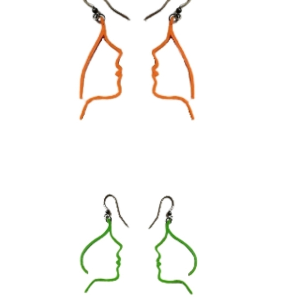 Πρωτότυπα γυναικεία χειροποίητα σκουλαρίκια κρεμαστά σε σχέδιο "πρόσωπο" γυναίκα (προσωποποιημενο, customized, Personalized, προσωπικα, γυναικειο δωρο) - μικρά, κρεμαστά