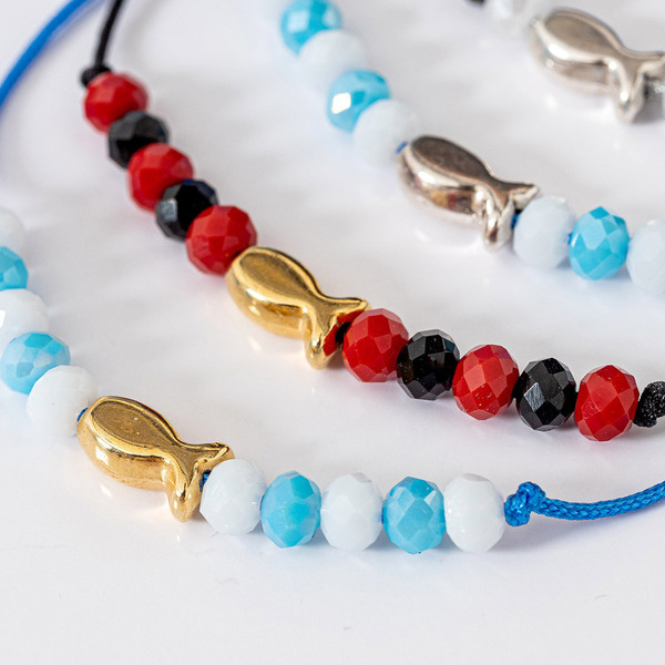 bracelet "little fish" - καλοκαιρινό, charms, ψάρι, αυξομειούμενα, φθηνά - 3