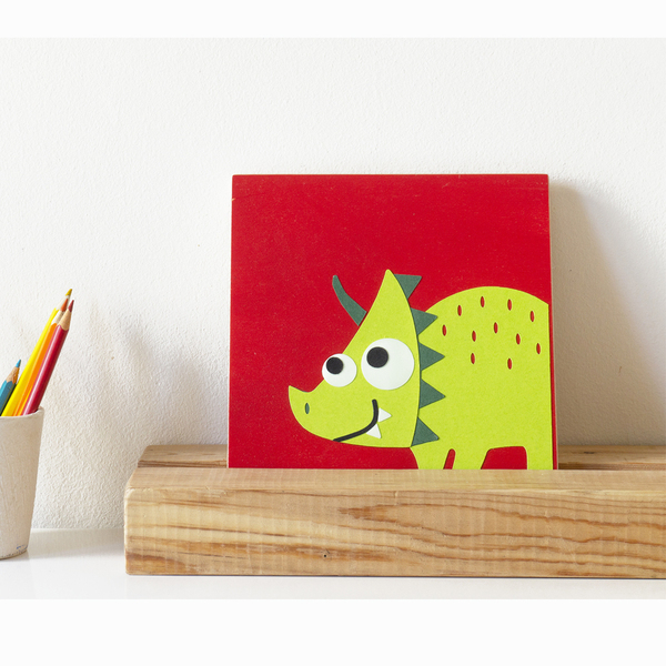 «Δεινόσαυροι» 2 ξύλινοι παιδικοί πίνακες 17,5x17,5 εκ - πίνακες & κάδρα, αγόρι, δώρα για βάπτιση, δεινόσαυρος, δώρο έκπληξη, παιδικά κάδρα - 5