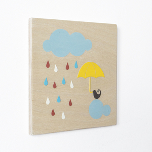 Χειροποίητος παιδικός ξύλινος πίνακας, 24x24 εκ - κορίτσι, χειροποίητα, πουλάκι, παιδικοί πίνακες - 4