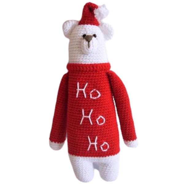 χριστουγεννιάτικο πλεκτό κουκλάκι πολική αρκούδα - λούτρινα, αρκουδάκι, χριστουγεννιάτικο, amigurumi, κούκλες