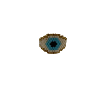 Φαρδύ δαχτυλίδι Evil Eye - επιχρυσωμένα, miyuki delica, σταθερά, μεγάλα, φθηνά
