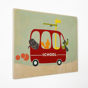 «Σχολικό λεωφορείο» Προσωποποιημένος ξύλινος παιδικός πίνακας, 24x24 - αγόρι, σχολικό, προσωποποιημένα, παιδικοί πίνακες - 5