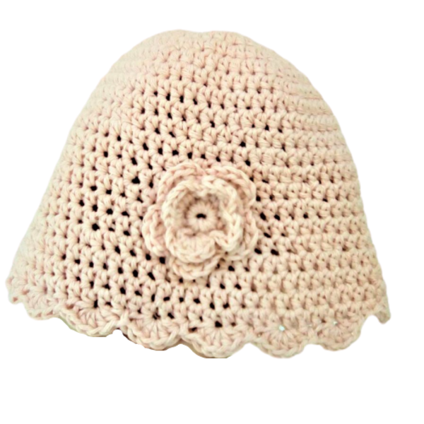 πλεκτό καπέλο για μωρό (χρώμα ροζ ανοιχτό) - καπέλα