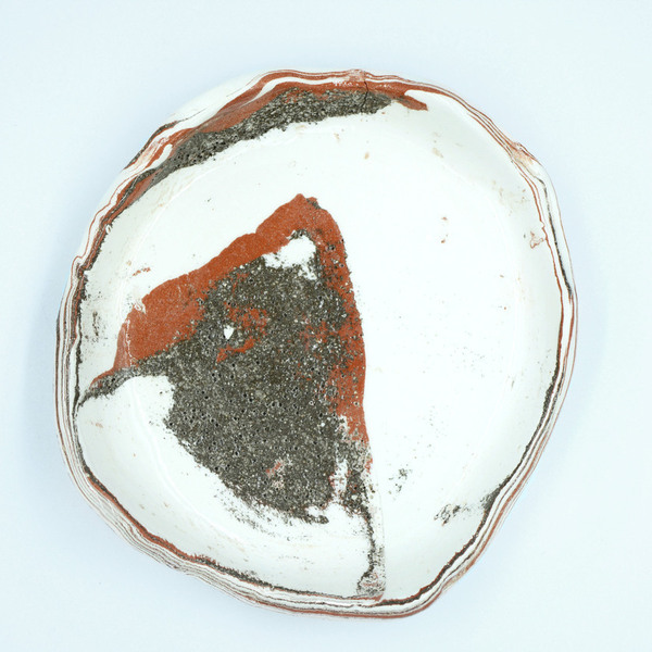 Κεραμικό πιατάκι σε συνδιασμό τριών πηλών (κόκκινο/καφέ/λευκό) - 15εκ - γυαλί, πηλός, πιατάκια & δίσκοι - 2