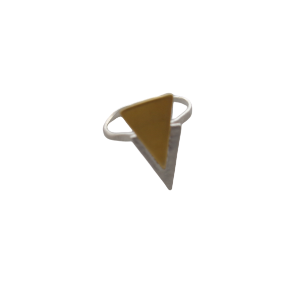 Δαχτυλίδι διπλό τρίγωνο - ασήμι, επιχρυσωμένα, γεωμετρικά σχέδια, μικρά, boho, σταθερά, φθηνά