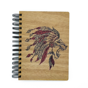 Ξύλινο Σημειωματάριο Lion (Δώρα για όλους) - δώρο, δώρα γενεθλίων, δώρα για αγόρια, τετράδια & σημειωματάρια