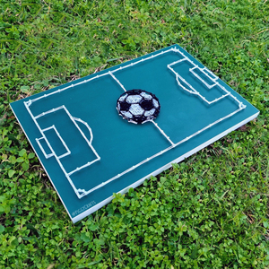 Κάδρο με καρφιά & κλωστές "Γήπεδο Ποδοσφαίρου" 40x26cm - πίνακες & κάδρα, δώρο, ποδόσφαιρο - 2