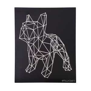 Κάδρο με καρφιά & κλωστές "Polygon Dog" 35x30cm - πίνακες & κάδρα, γεωμετρικά σχέδια, minimal