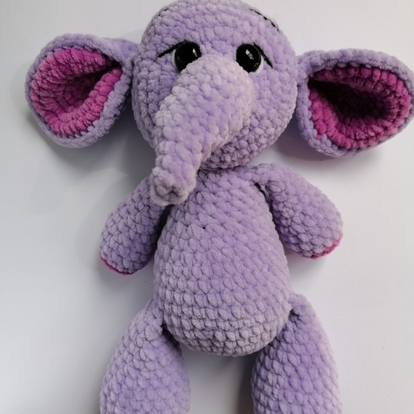 Χειροποίητος μώβ ελέφαντας baby elephant - crochet, λούτρινα, ελεφαντάκι