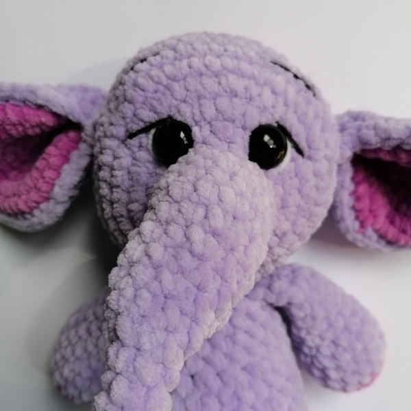 Χειροποίητος μώβ ελέφαντας baby elephant - crochet, λούτρινα, ελεφαντάκι - 2
