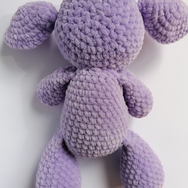 Χειροποίητος μώβ ελέφαντας baby elephant - crochet, λούτρινα, ελεφαντάκι - 3