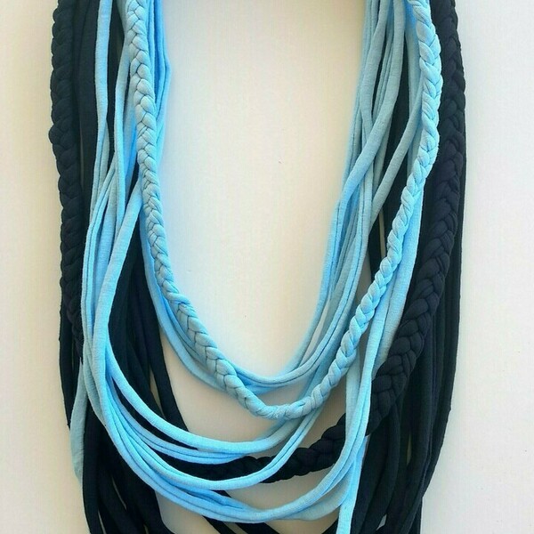 Braided boho scarf necklace/ κολιέ φουλάρι - ύφασμα, μακριά
