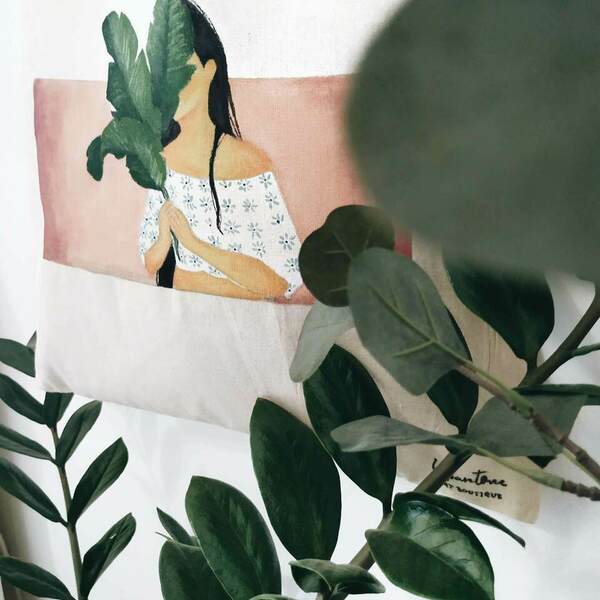 Plant lady | Πάνινη οικολογική τσάντα - ύφασμα, ώμου, μεγάλες, all day, tote, πάνινες τσάντες, φθηνές - 3