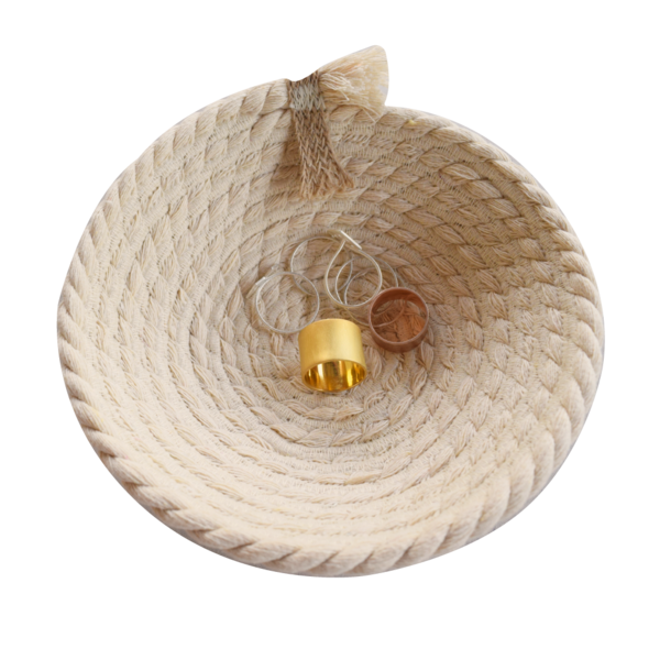 Καλαθάκι για κοσμήματα από χοντρό βαμβακερό σχοινί, rope bowl